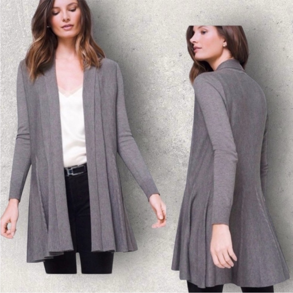 White House Black Market Open Front Cardigan Cable Knit Cashmere Blend SZ XS